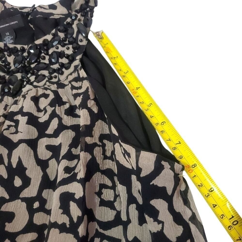 INC International Concepts Sleeveless Ruffled Abstract Print Party‎ Silk Dress14 - Picture 13 of 14